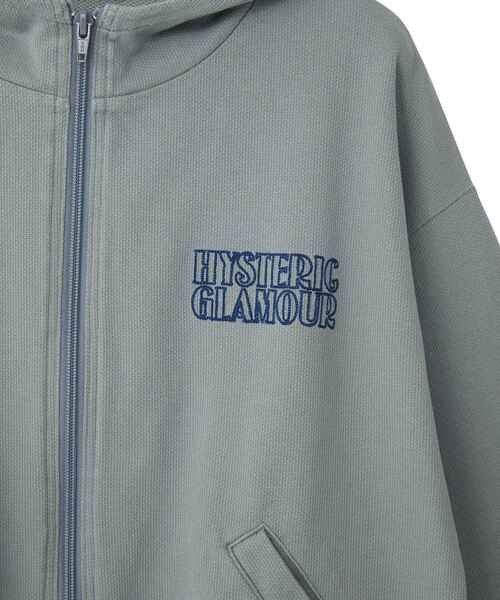 HYSTERIC GLAMOUR ラメグレー ラメ水色 ジップアップパーカー HYSTERIC GLAMOUR（ヒステリックグラマー） パーカー TAKES ME HIGHER