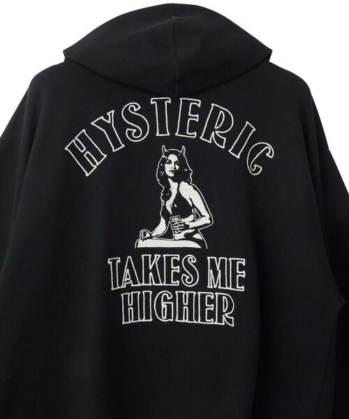 【名作デザイン】HYSTERIC GLAMOUR クロスバックプリントパーカー HYSTERIC GLAMOUR（ヒステリックグラマー） パーカー TAKES ME HIGHER