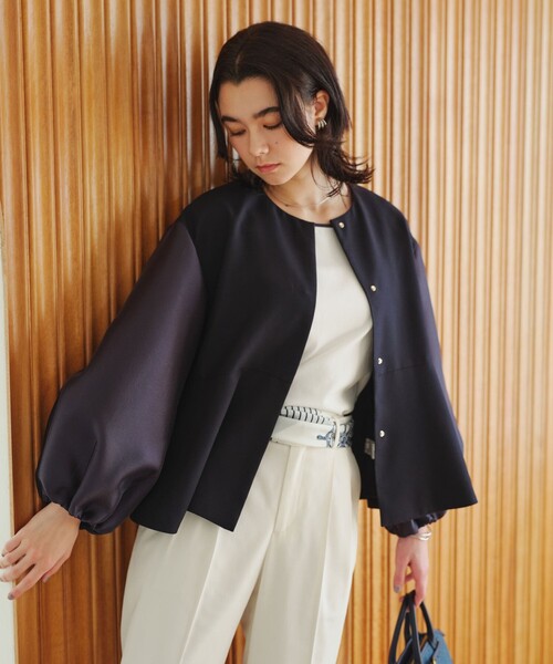 完売 fleurie(フルリー) フォルム ジャケット レディース ネイビー green label relaxing（グリーンレーベルリラクシング） ジャケット