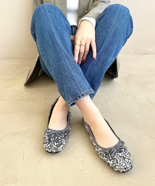 「ORiental TRaffic」 フラットパンプス 41 シルバー レディース_画像3