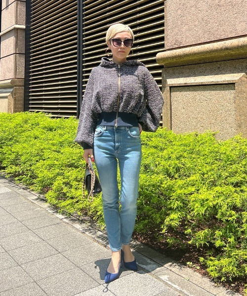 JENNE」 ジップアップパーカー MEDIUM ネイビー レディース : ZOZOTOWN