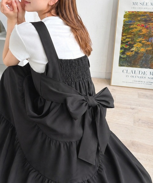 バックリボンティアードワンピース classicalelf（クラシカルエルフ） ワンピース ふわっと華やか、後ろ姿