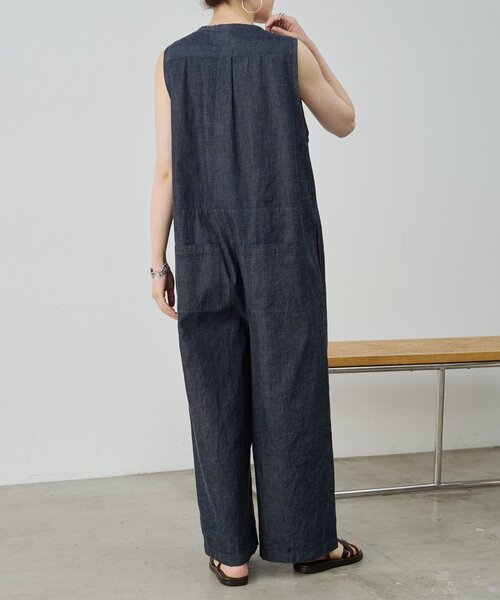 BEARDSLEY ビアズリー　花柄オールインワン　サロペット　ゆったり　ブルー BEARDSLEY（ビアズリー） サロペット オーバーオール デニム