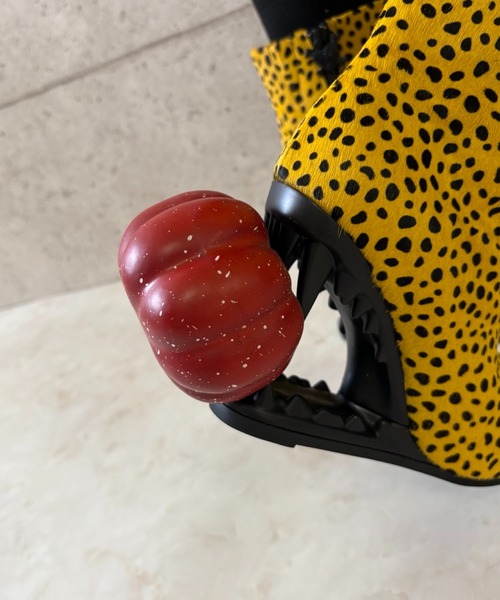 ブーツ レオパード デザインヒールブーツ レディースの画像