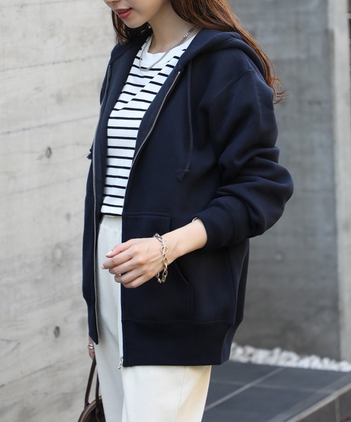 「United Athle」 ジップアップパーカー XX-LARGE チャコールグレー レディース_画像8