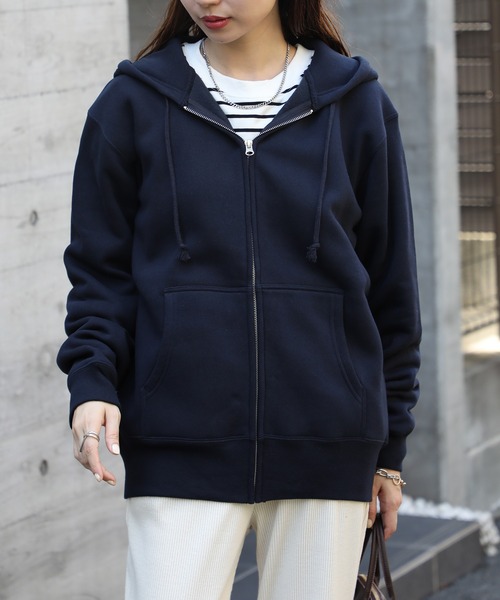 「United Athle」 ジップアップパーカー XX-LARGE チャコールグレー レディース_画像9