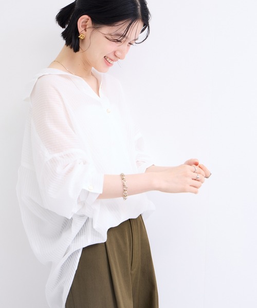 le cercle ADAM ET ROPE' ブラウス シャツ シアーストライプ