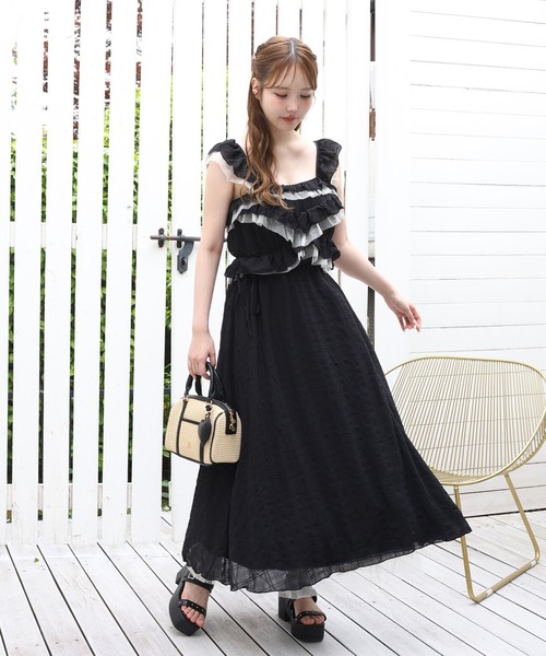 極美品♡ルネ♡フリルワンピース one after another NICE CLAUP ワンピース 夏 エンジェルフリルロング
