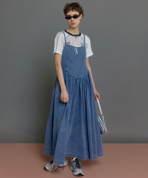 「MAISON SPECIAL」 キャミソールワンピース 36 ブルー レディース_画像2