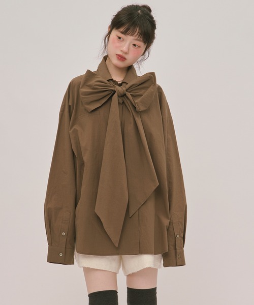 loin nuit ブラウス シャツ nuance button ribbon shirt / ニュアンス 