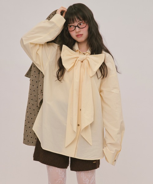 loin nuit ブラウス シャツ nuance button ribbon shirt / ニュアンス 