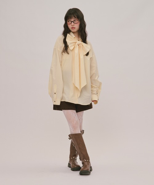 loin nuit ブラウス シャツ nuance button ribbon shirt / ニュアンス 