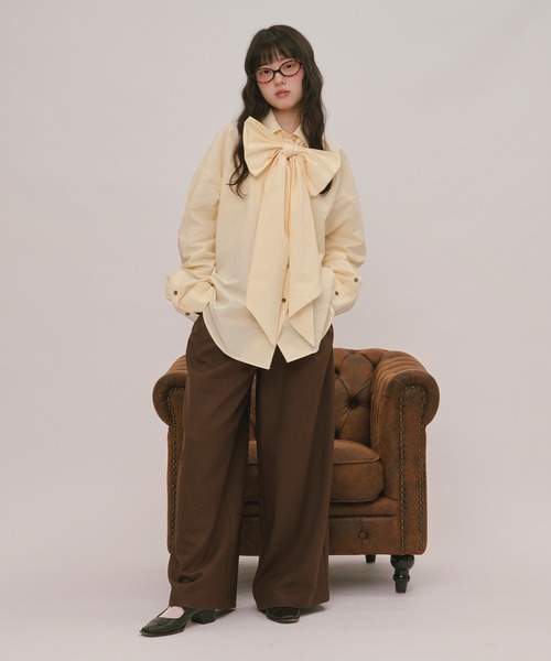 loin nuit ブラウス シャツ nuance button ribbon shirt / ニュアンス 