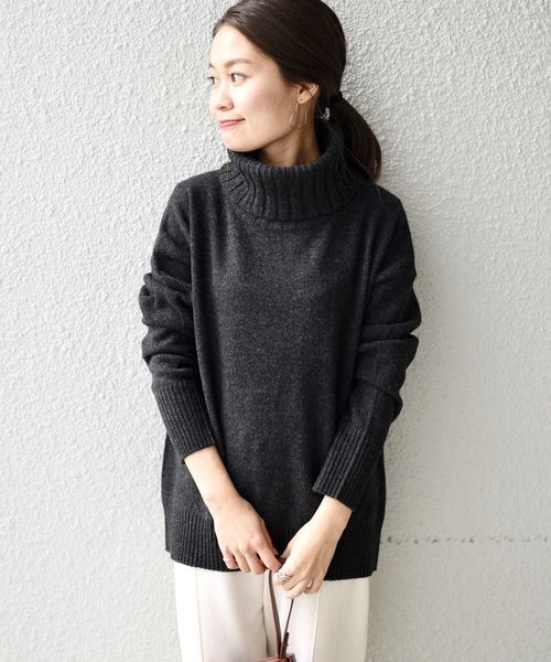 新品⁑シップス　ウールカシミヤ タートルネックニットプルオーバー　グレー　洗える SHIPS（シップス） ニット ウールカシミヤタートルネックプルオーバー