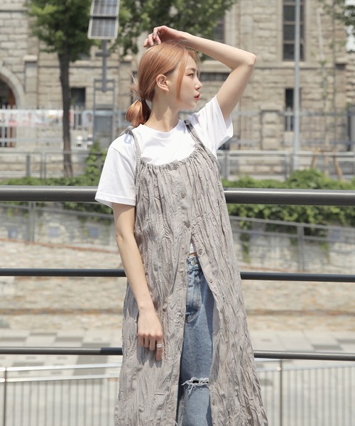 ワンピース しわ加工レイヤードロングワンピース Zozotown Yahoo 店 通販 Yahoo ショッピング