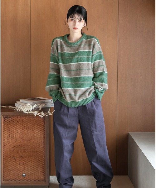 新品タグ付♡ cygne 半袖シアーボーダータート Emme シーニュ ニット 新品タグ付♡ cygne 半袖シアーボーダータート Emme シーニュ