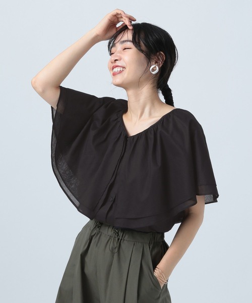 BAYFLOW（ベイフロー） ブラウス シャツ Vネックラッフルフリル 