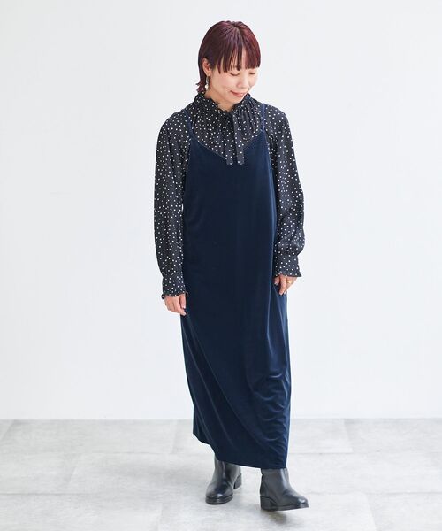 le.coeur blanc（ルクールブラン） ワンピース ベロアキャミワンピース