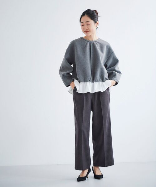 ルクールブラン（le．coeur blanc）/タックワイドセンタープレスパンツ le.coeur blanc（ルクールブラン） パンツ タックワイドセンタープレス