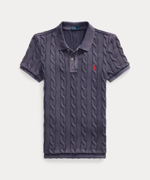 新品未使用　POLO RALPH LAUREN ケーブルニットポロシャツ　S POLO RALPH LAUREN】ケーブルニット ポロシャツ | (トップス