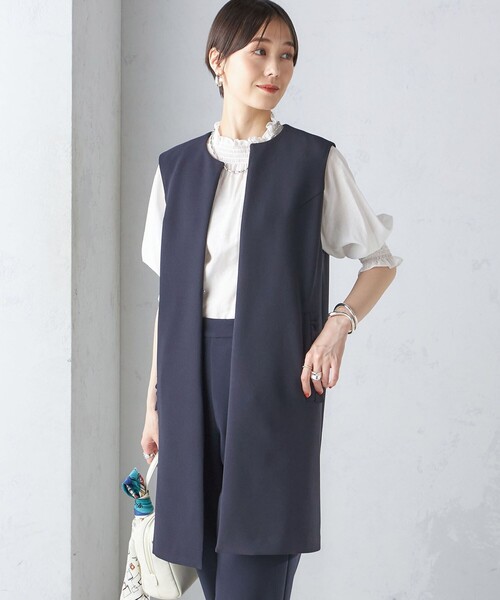 ELLIE スリーブレスコート ベスト　ジレ　ベスト ADAM ET ROPE'（アダムエロペ） ベスト ジレ 「WILD LIFE TAILOR