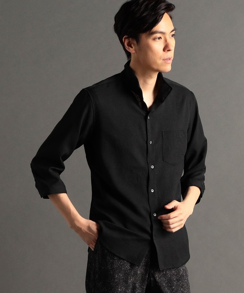 MONSIEUR NICOLE シャツ 「canal deux Luxe」リネン混 スタンド