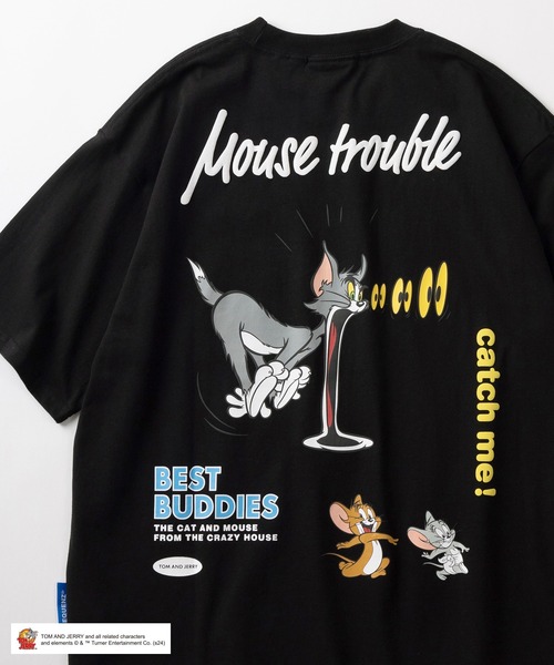 AKTE トム&ジェリーTシャツ　ブラック TOM and JERRY / トムとジェリー Tシャツ ブラック (ワイド)(ブラック