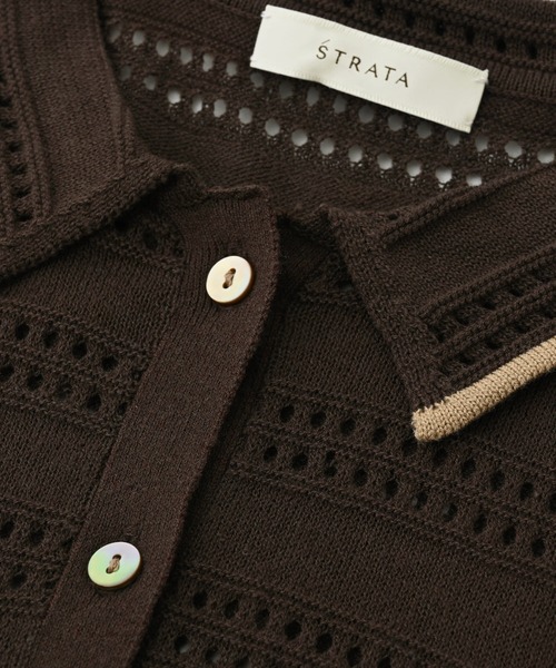STRATA ニット セーター ノースリーブポロニット「低身長・小柄