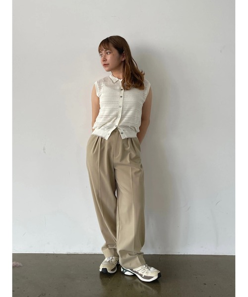 STRATA ニット セーター ノースリーブポロニット「低身長・小柄