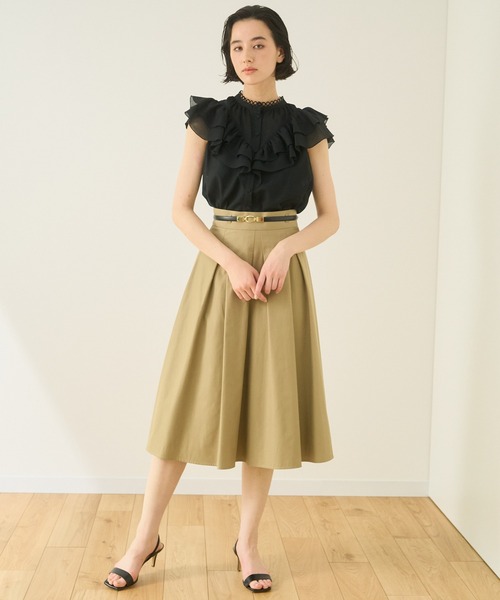 ANAYI」 フレアスカート 38 ベージュ レディース