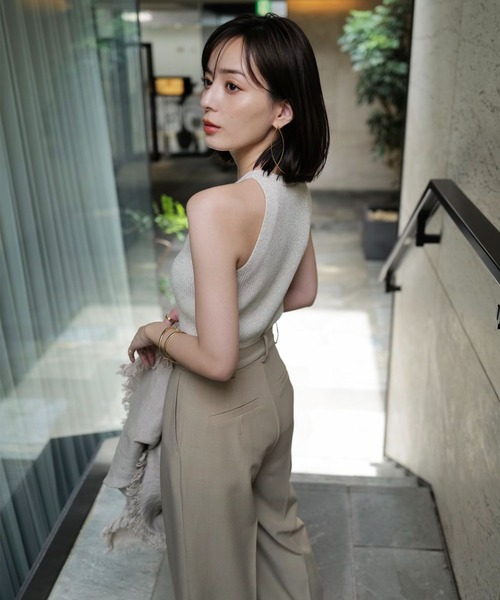 アメスリラメニットトップス(F LIGHT BEIGE): トップスanuans