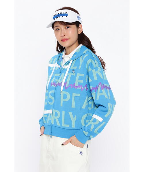 パーカー 「PEARLY GATES」裏毛ロゴジャガード フルジップフーディ