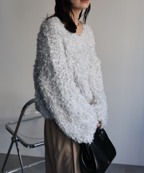 アルチビオ　リブ編みフード付きセーター ホワイト38 美品】アルチビオ 38 ニットセーター ウール混 ゴルフ レディース