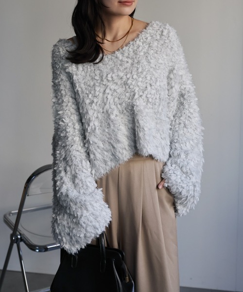 AP STUDIO ライトファーセーター ウール100% M~L 極美品 AP STUDIO Light Fur ウール100% ニット ふわふわ - メルカリ