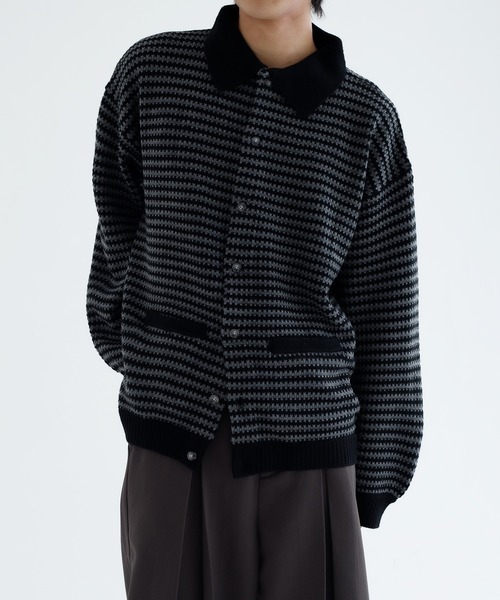 epnok カーディガン 「EPNK」Nuance border collar knit cardigan 