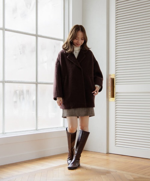 flower コート チェスターコート フラッフィーコクーンコート