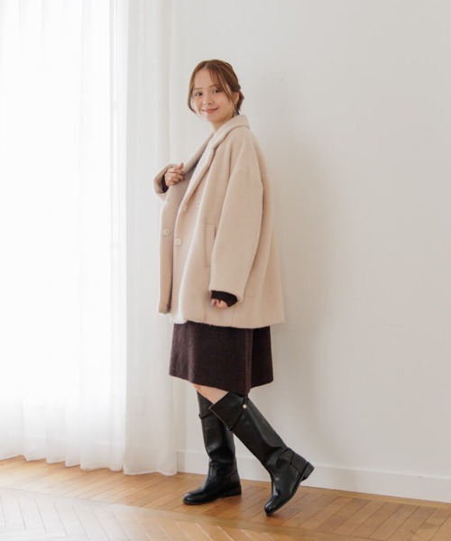 flower コート チェスターコート フラッフィーコクーンコート