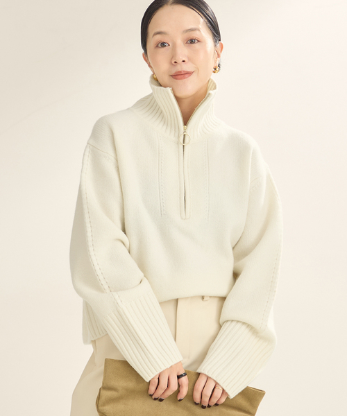 プラージュ Plage 24AW pooginook zip up ニット セーター ハーフジップ グレー /DF ■OS レディース plage ニット セーター pooginook zip up レディース : ZOZOTOWN