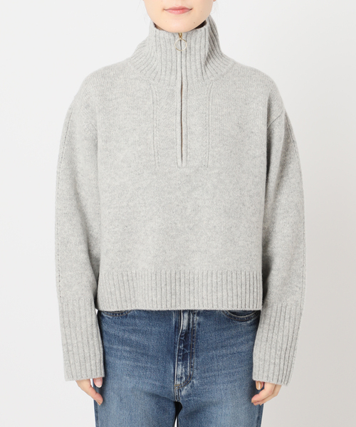 プラージュ Plage 24AW pooginook zip up ニット セーター ハーフジップ グレー /DF ■OS レディース plage ニット セーター pooginook zip up レディース : ZOZOTOWN
