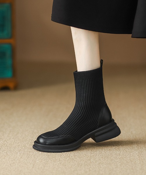 shoes365 ブーツ 「shoes365」リブニットブーツ レディース : ZOZOTOWN
