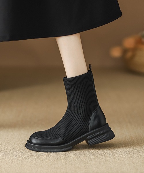 shoes365 ブーツ 「shoes365」リブニットブーツ レディース : ZOZOTOWN