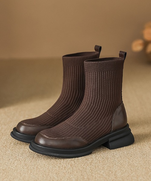 shoes365 ブーツ 「shoes365」リブニットブーツ レディース : ZOZOTOWN