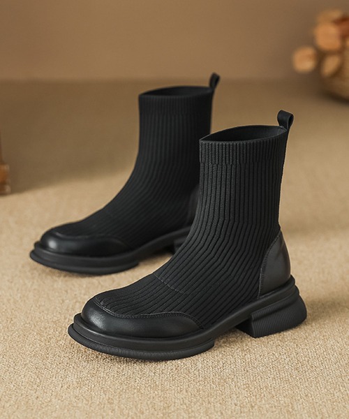shoes365 ブーツ 「shoes365」リブニットブーツ レディース : ZOZOTOWN