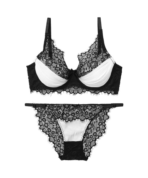 ブラジャー ショーツセット シャイニー アイラッシュ レース ＆ バック