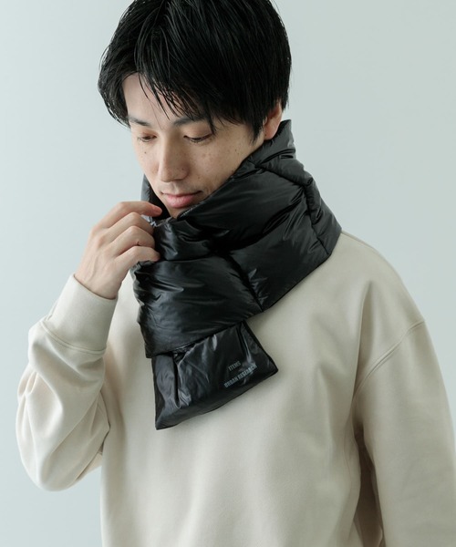 【極美品】URBAN RESEARCH 羽毛ダウン 黒 マフラー付き ITEMS URBANRESEARCH（アイテムズ アーバンリサーチ） マフラー ダウン