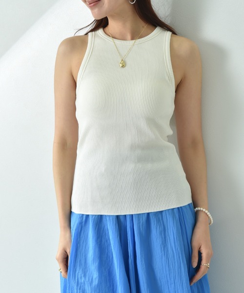 12D677-7 Chloé クロエ ノースリーブ タンクトップ トップス ジャージー製ロゴ入りタンクトップ 白 - Chloé