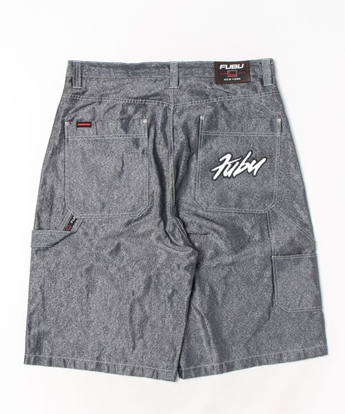 PLATINUM FUBU デニム ハーフパンツ 刺繍　超絶ビックサイズ　W50 FUBU ジーンズ フブ ブランド ロゴ 刺繍 サイズ調整可能