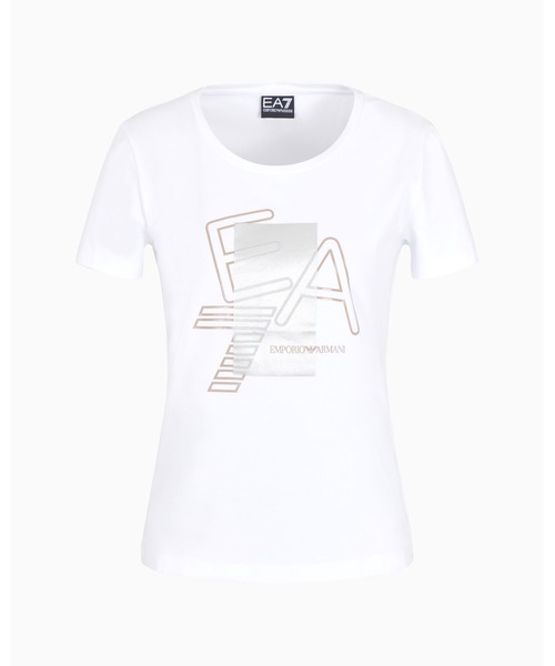tシャツ 「エンポリオ アルマーニ EA7」Logo Series クルーネックTシャツ ストレッチコットン スパンコールロゴ レディース EA7 tシャツ 「エンポリオ アルマーニ EA7」Logo Series クルー