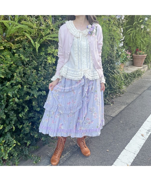 PINK HOUSE カーディガン ロゴ刺繍入りニットカーディガン