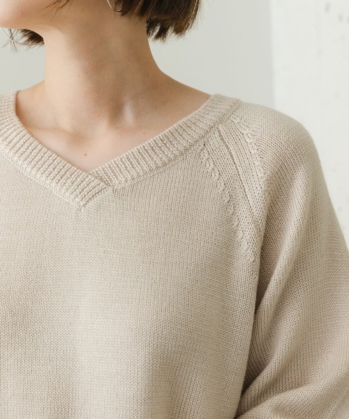 「F by ROSSO」 Vネックニット FREE チャコールグレー レディース_画像2